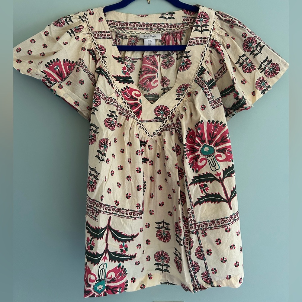 Haute Hippie Pink and Cream Patterned Top